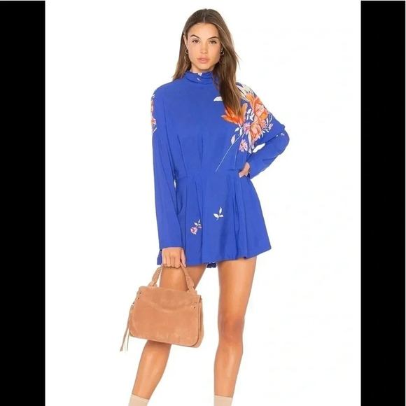 Free People Ivory Floral Tie Back Tunic Dress XS - Picture 6 of 6